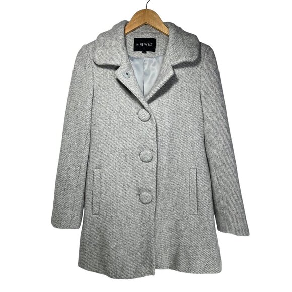 Nine West Wool Blend Blazer Peacoat Longline Women 4 Business Casual Preppy Twee - Picture 2 of 12